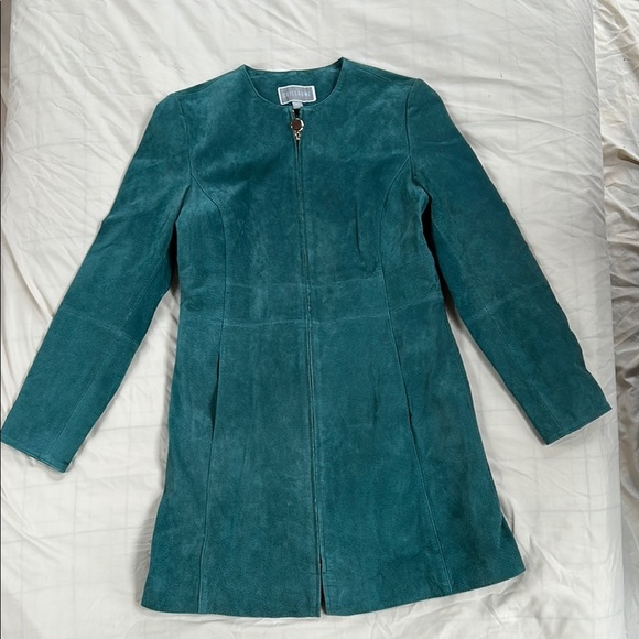 Andrew Marc Jackets & Blazers - Guillaume Elegant Teal suede Women's Coat